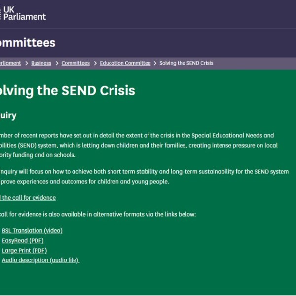 An Intensive Interaction response to the UK Education Select Committee … seeking evidence to improve ‘the SEND&nbsp;system’.